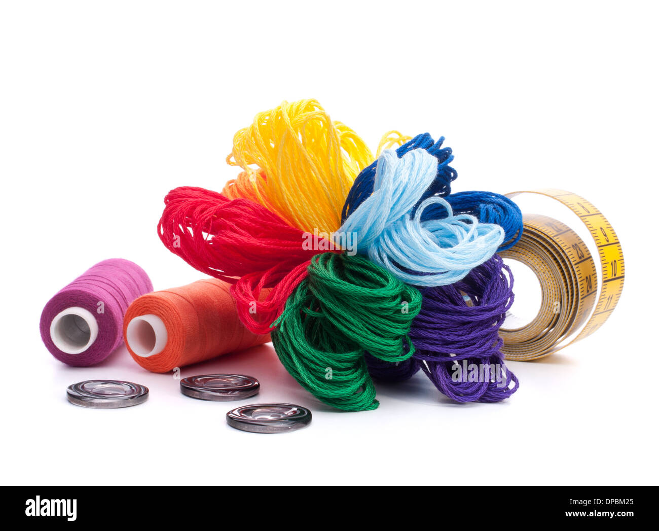 Sewing accessories isolated on white background cutout Stock Photo - Alamy