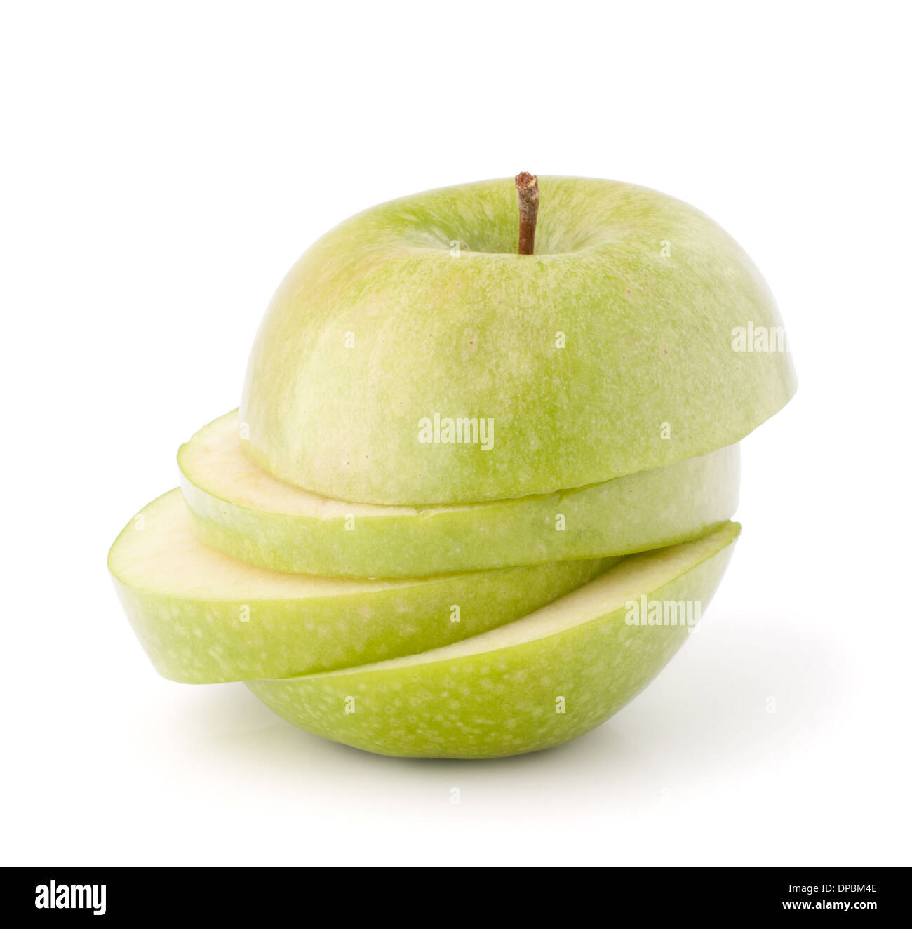 Green sliced apple isolated on white background cutout Stock Photo - Alamy