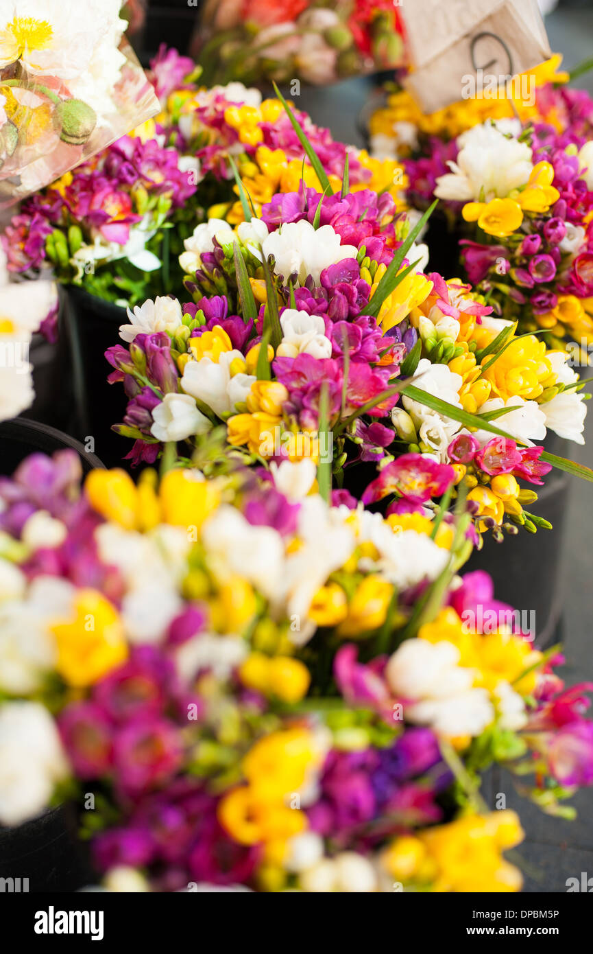 fresh flower bouquets for sale at the market Stock Photo Alamy