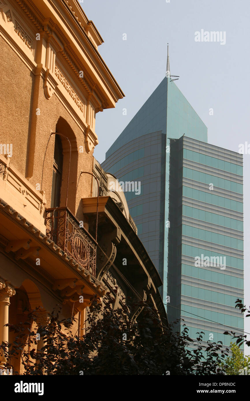 Santiago is a mixture or old and new architecture, Chile Stock Photo