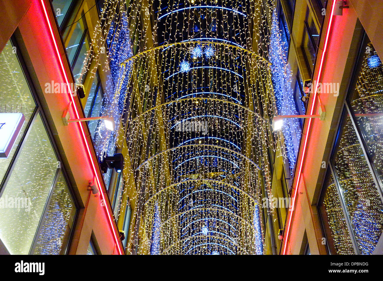 Munich, festive Christmas decorations in downtown, Christmas shopping