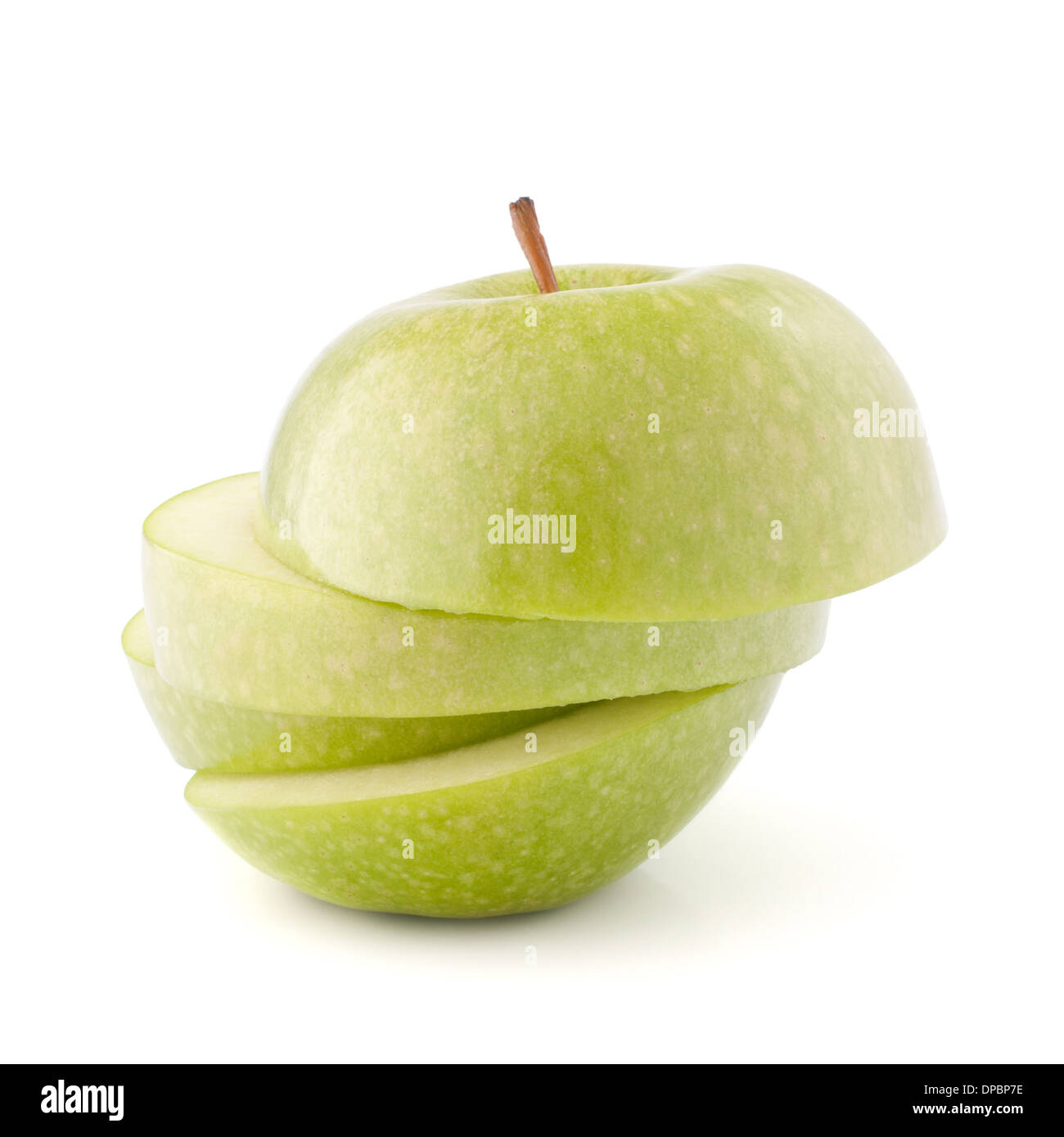 Green sliced apple isolated on white background cutout Stock Photo - Alamy