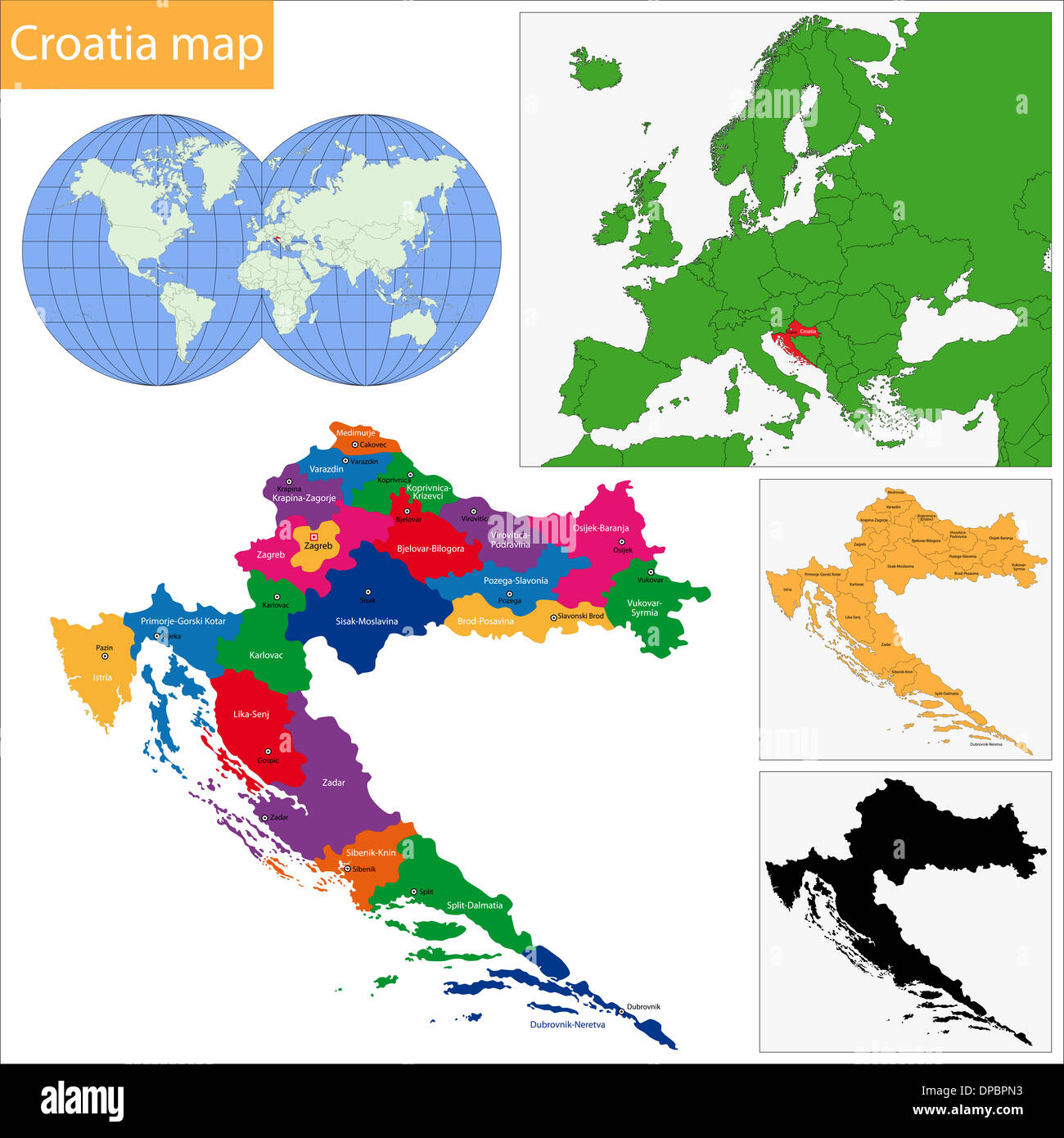 Croatia map Stock Photo