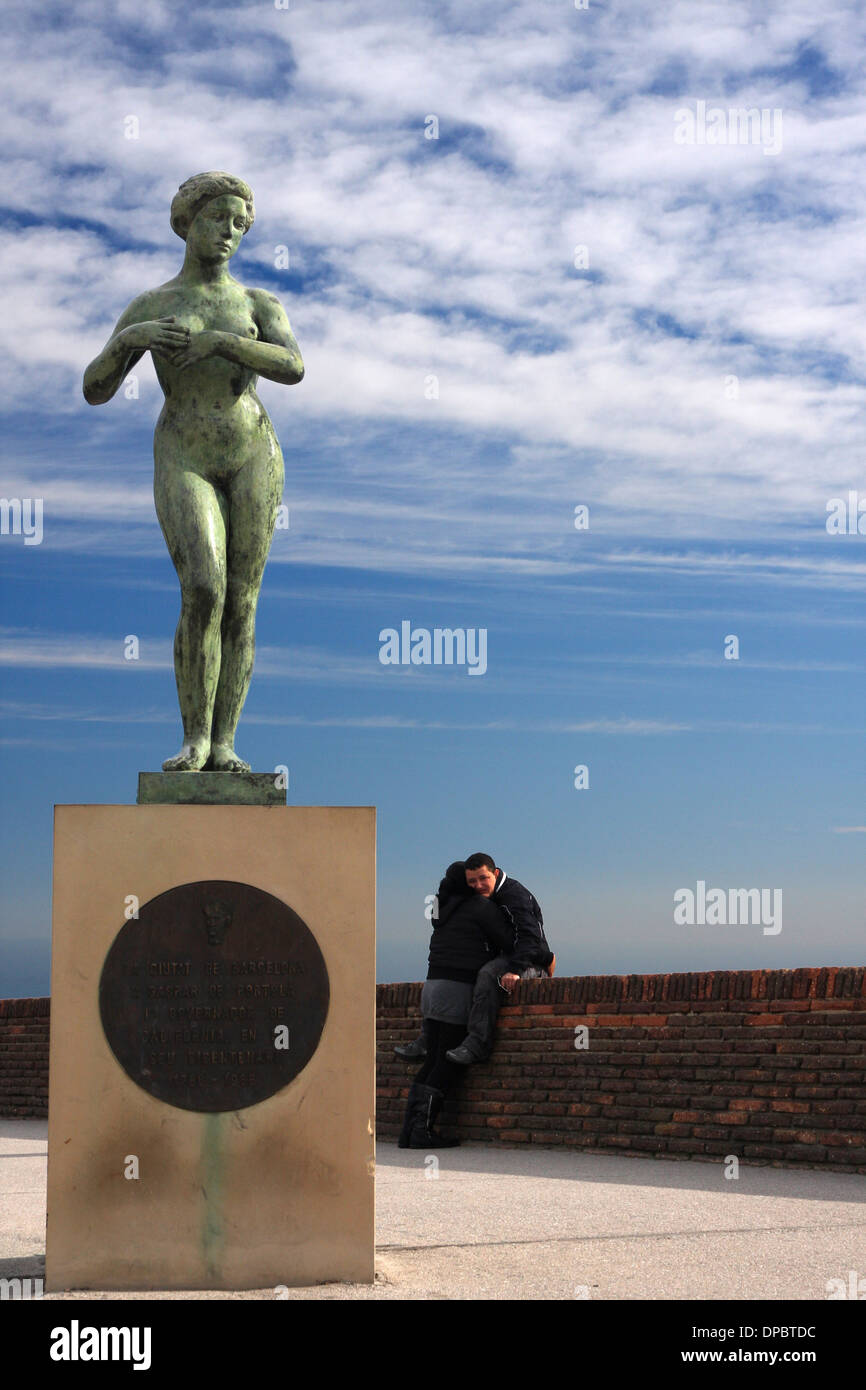 Statue montjuic castle hi-res stock photography and images - Alamy