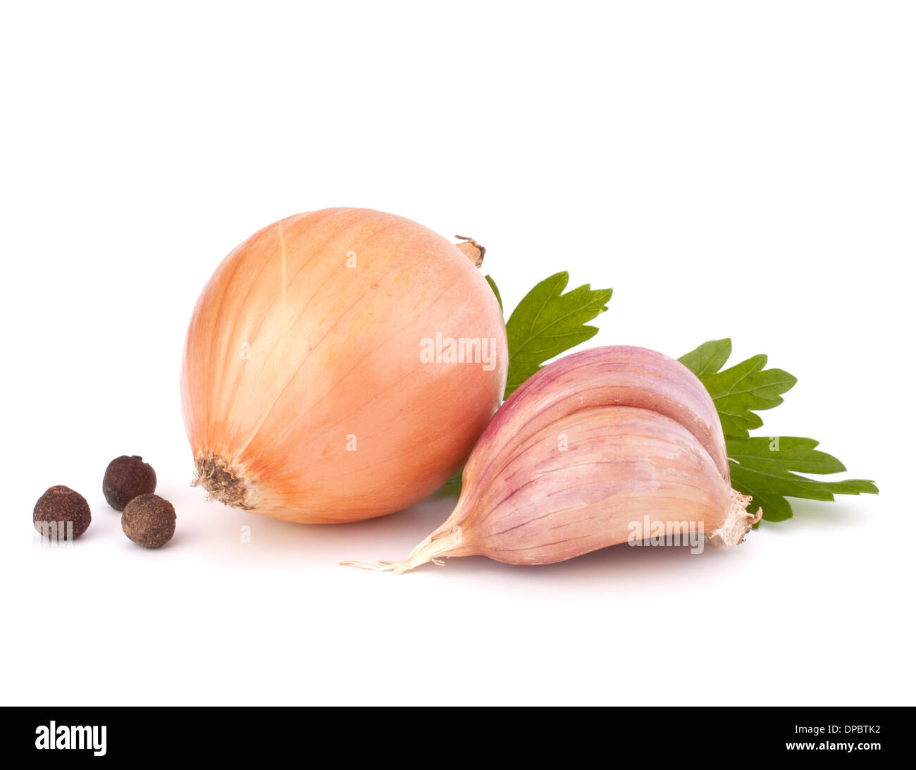 Onion and garlic clove isolated on white background Stock Photo - Alamy