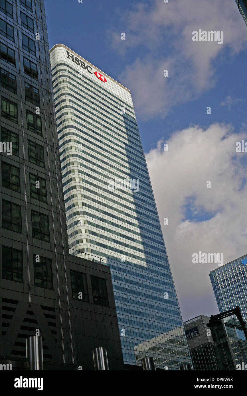 London,UK. 11th January 2014. HSBC building in Canary Wharf bathed in Sunshine. Credit:  Keith Larby/Alamy Live News Stock Photo
