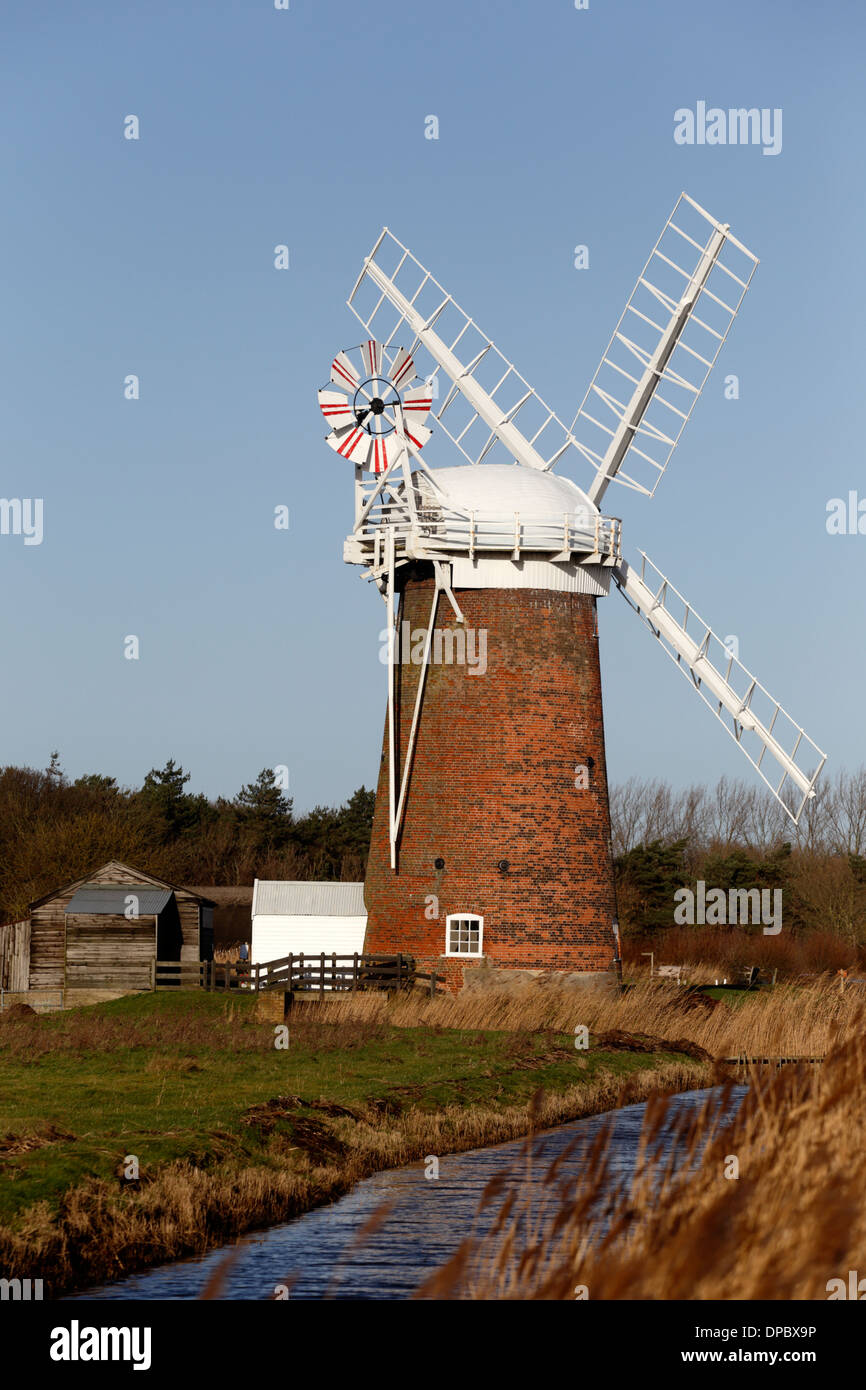 Horsey Wind Pump, or Horsey Mill as it is also known, an old drainage pump on reclaimed land in Norfolk, eastern England Stock Photo