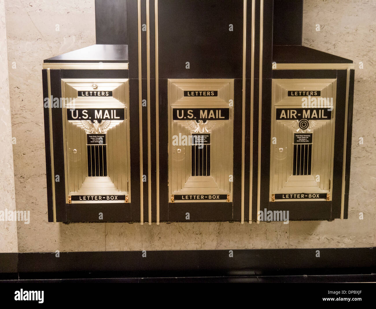 Art Deco US mail boxes in the Chicago Board of Trade Building Stock Photo Alamy
