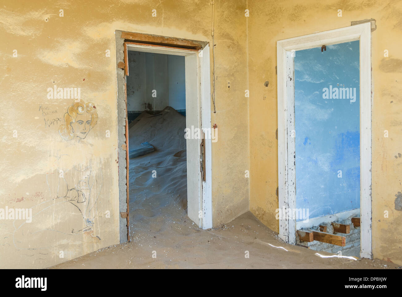 Abandoned house of the old mining town of Kolmanskoppe, Namibia, Africa Stock Photo