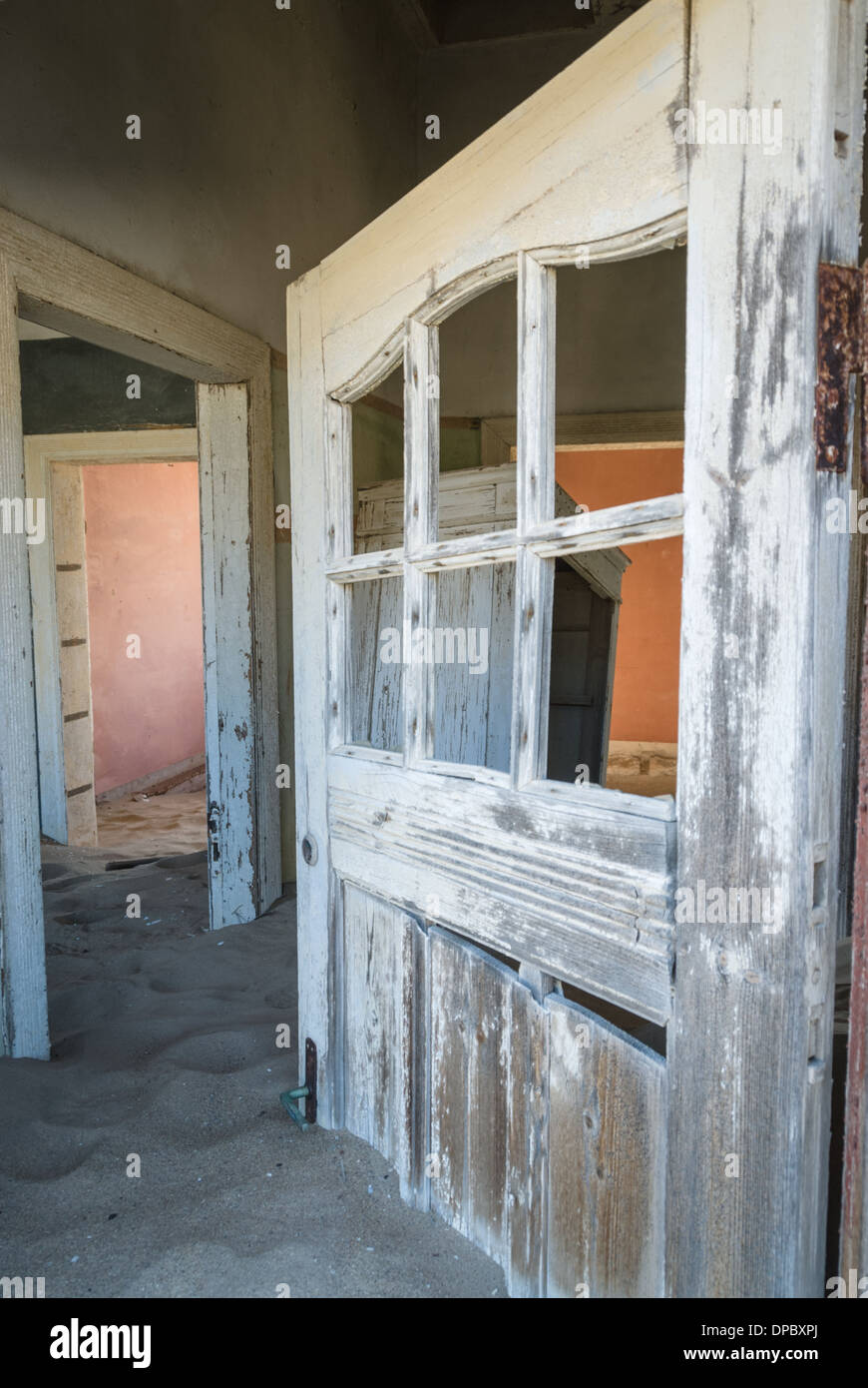 Abandoned house of the old mining town of Kolmanskoppe, Namibia, Africa Stock Photo