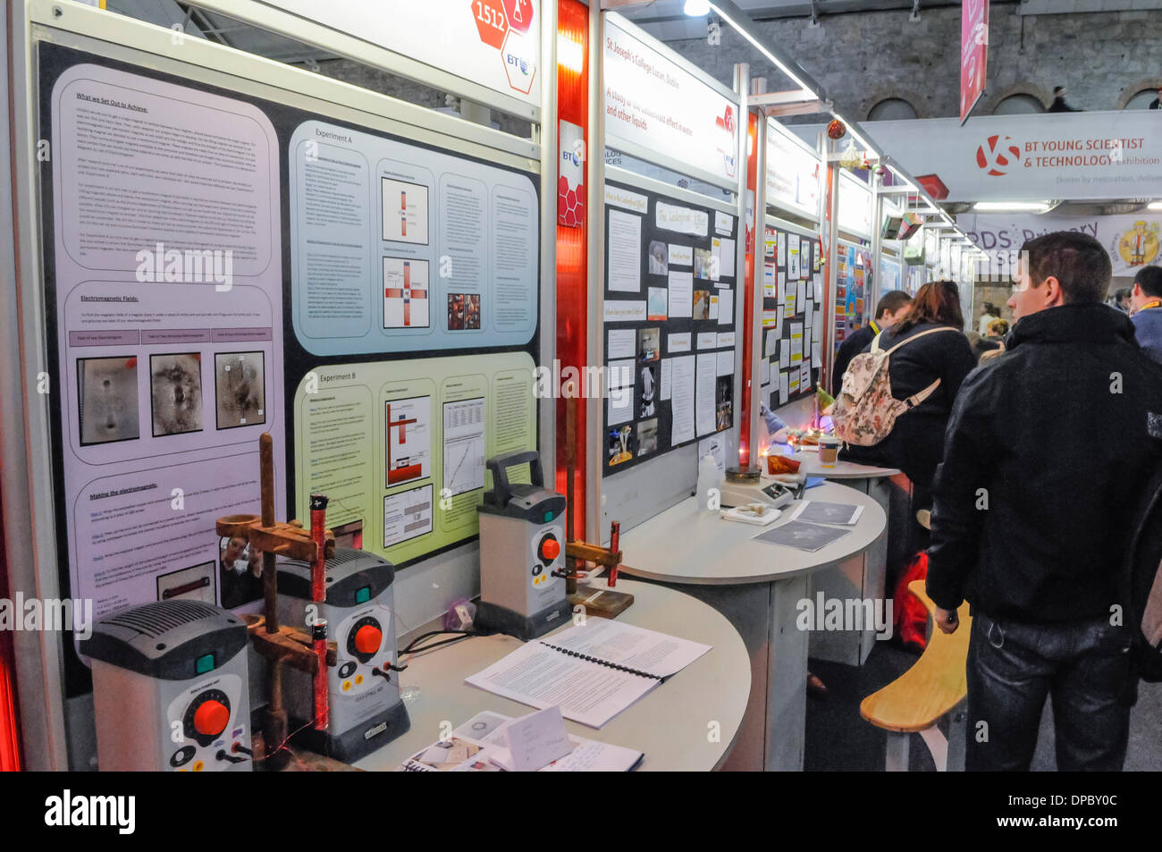 Dublin, Ireland. 11 Jan 2014 -  Exhibits at the BT Young Science And Technology Exhibition Stock Photo