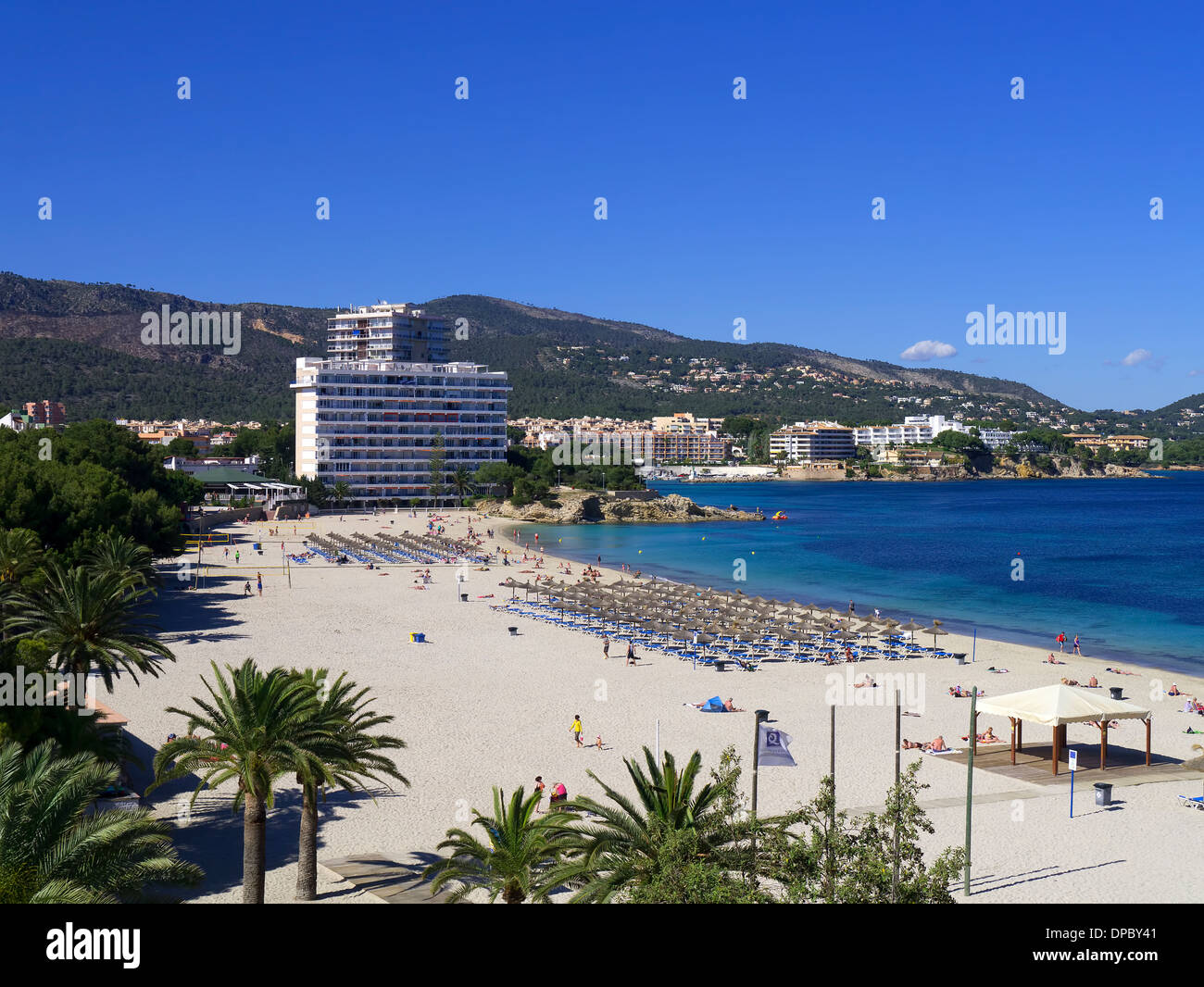 Seaview from a beach front hotel in Palma Nova Majorca Spain Stock Photo