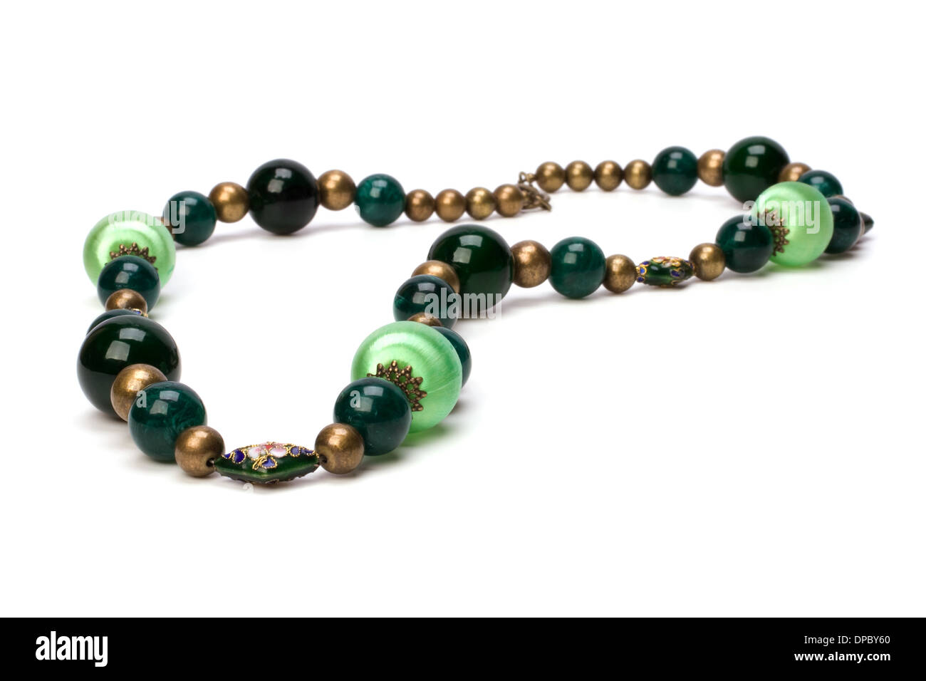 green beads isolated on white background Stock Photo - Alamy