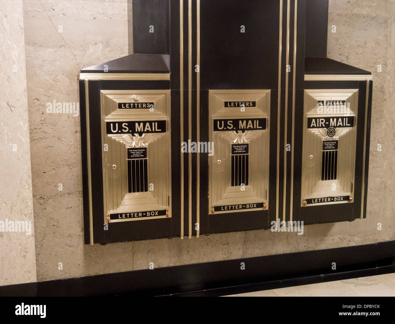 Art Deco US mail boxes in the Chicago Board of Trade Building Stock Photo Alamy