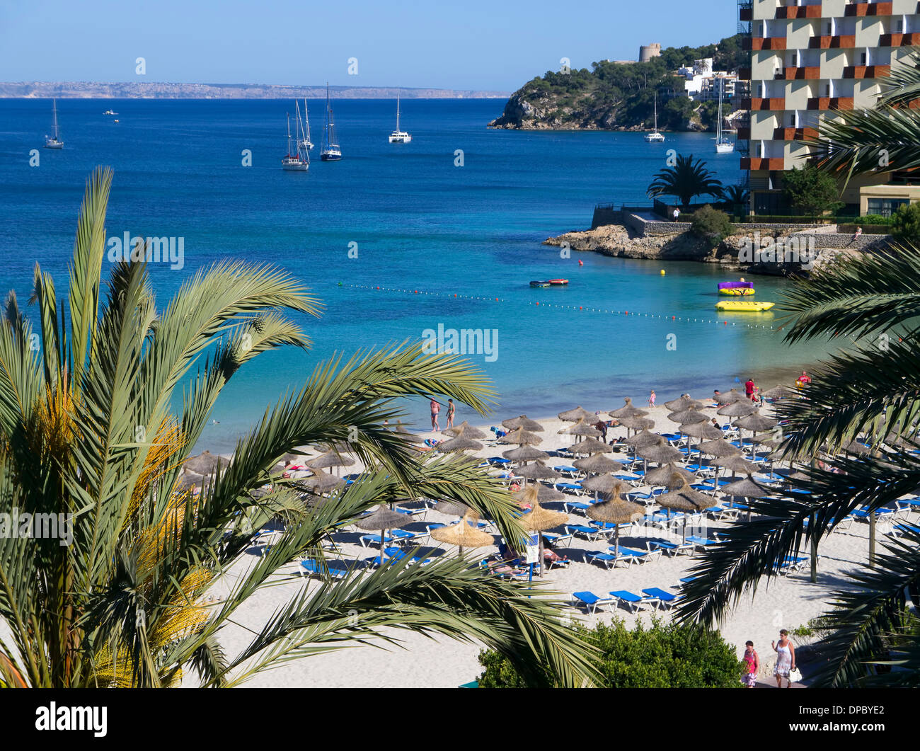 Seaview from the beach front hotel in Palma Nova Majorca Spain Stock Photo