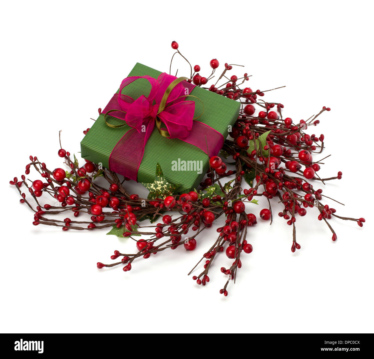 festive gift box isolated on white background Stock Photo - Alamy
