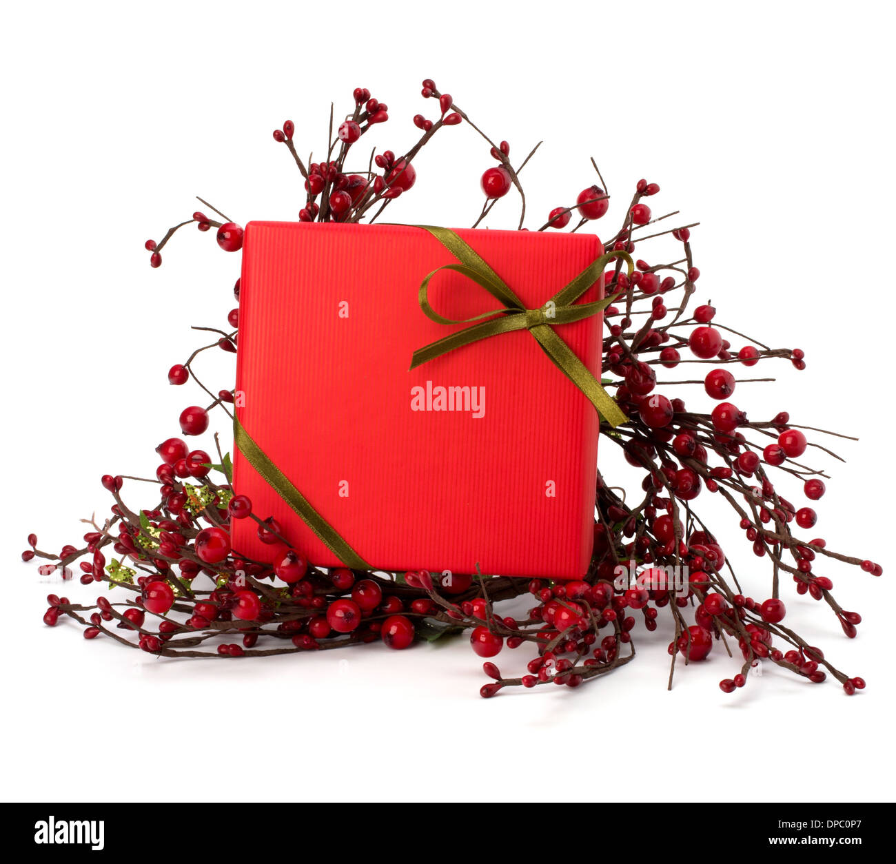 festive gift box isolated on white background Stock Photo - Alamy