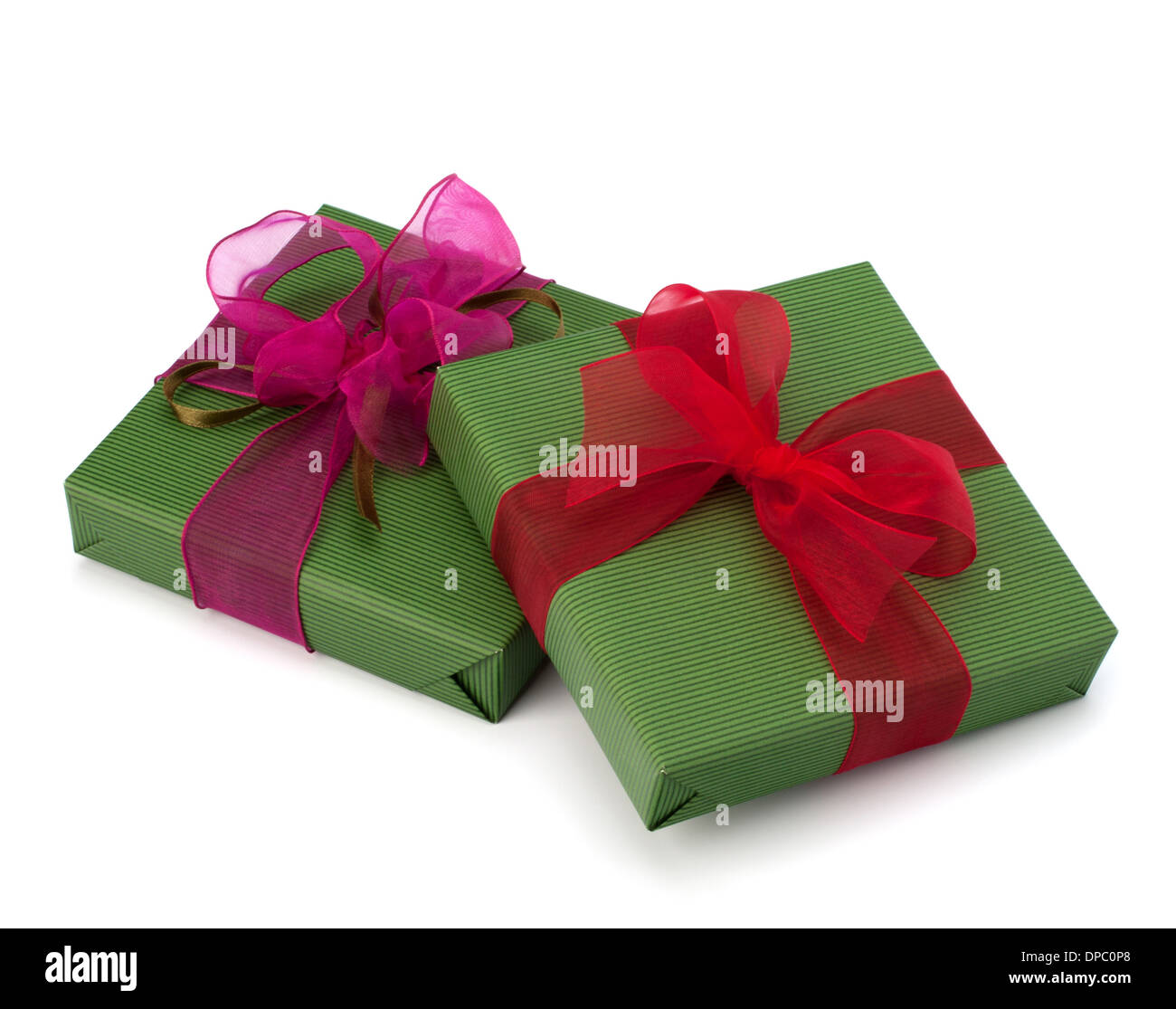 festive gift box stack isolated on white background Stock Photo - Alamy