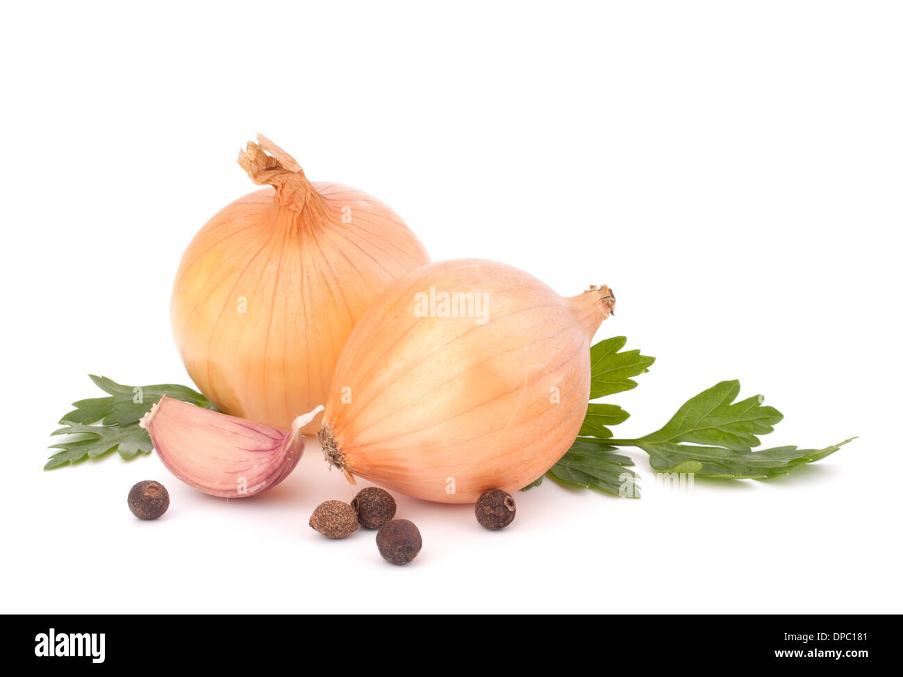 Onion and garlic clove isolated on white background Stock Photo - Alamy
