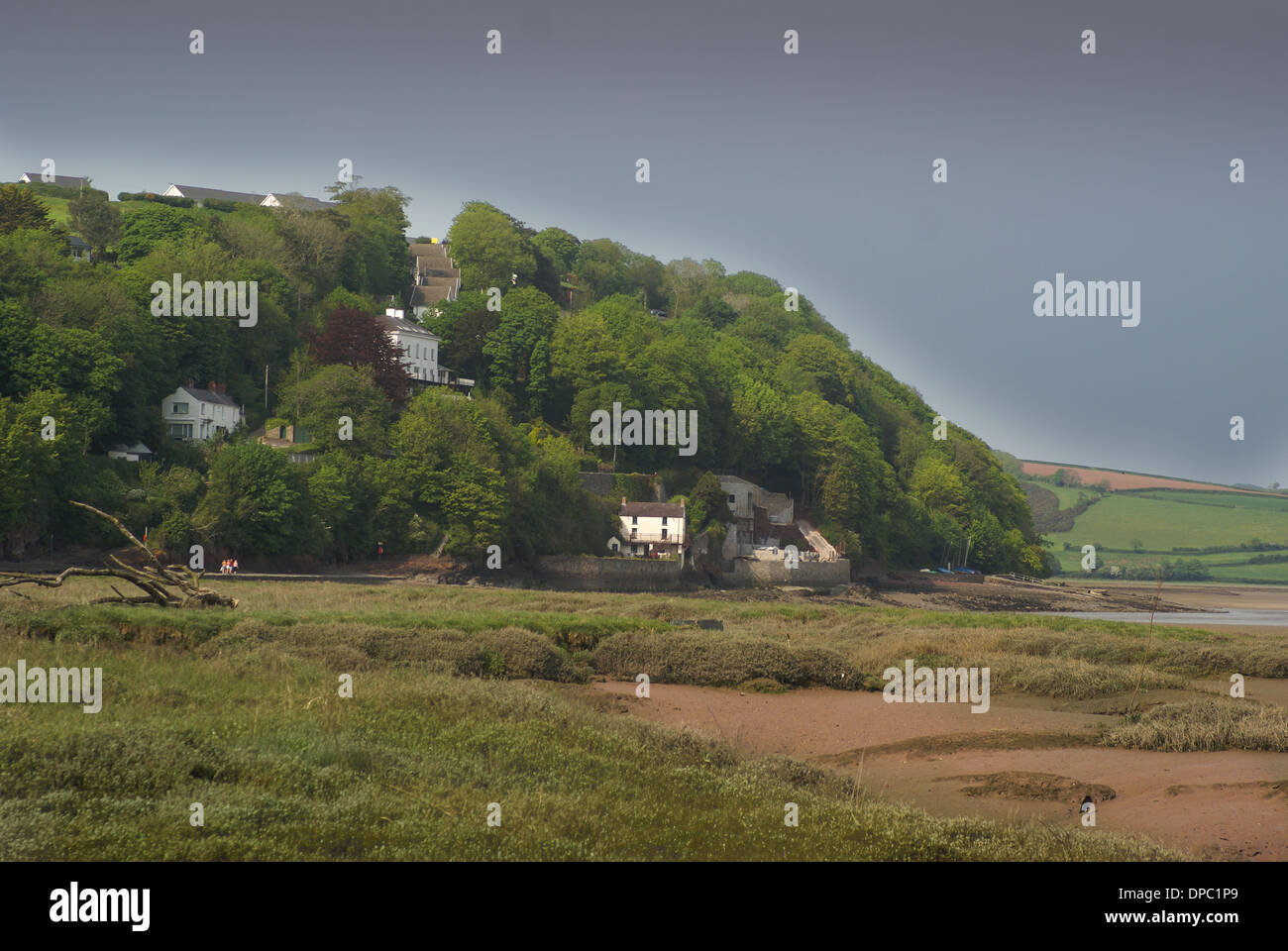 laugharne Wales. Dylan Thomas boat house.   West Wales coastline. Stock Photo