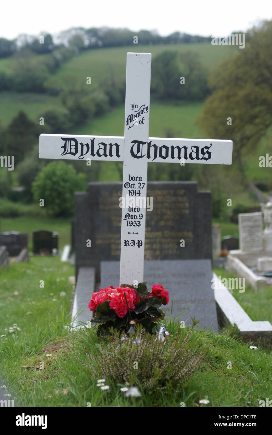 Dylan Thomas Grave   dylan thomas burial place Stock Photo