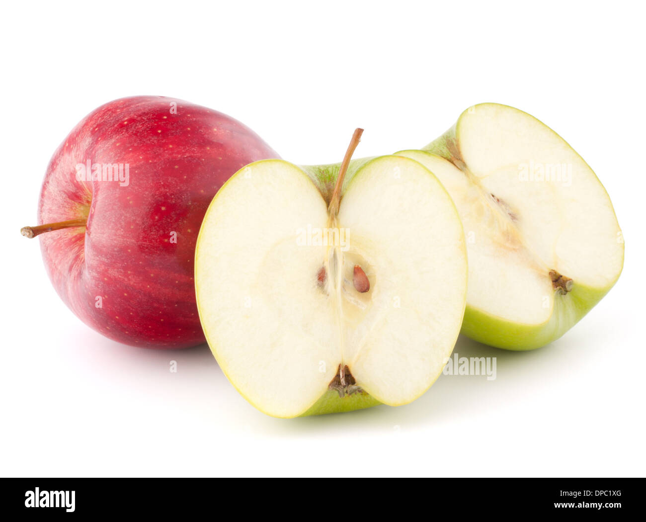 Red and green apple isolated on white background cutout Stock Photo