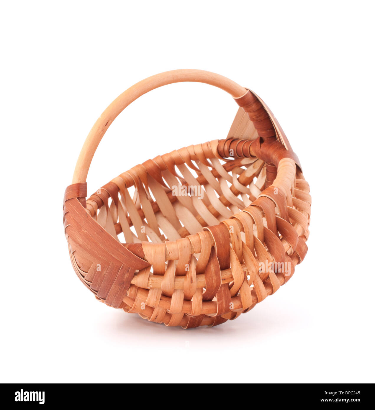 Empty wicker basket isolated on white background Stock Photo - Alamy