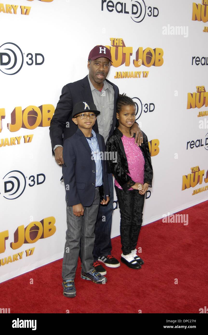 Los Angeles, CA, USA. 11th Jan, 2014. Slater Josiah, Courtney B. Vance, Bronwyn Golden at arrivals for THE NUT JOB Premiere, Regal Cinemas Stadium 14 L.A. LIVE, Los Angeles, CA January 11, 2014. Credit:  Michael Germana/Everett Collection/Alamy Live News Stock Photo