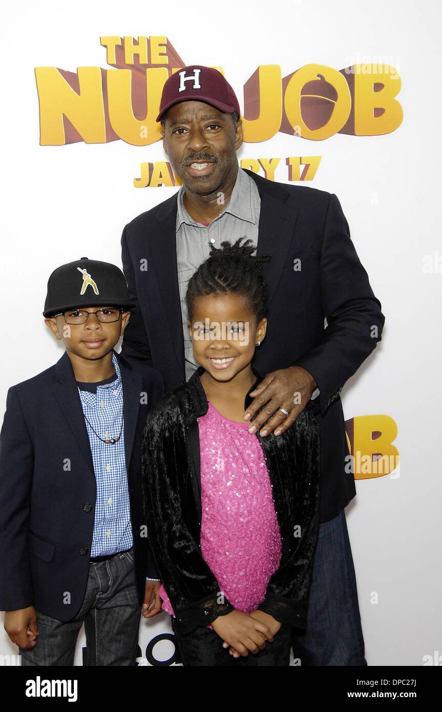 Los Angeles, CA, USA. 11th Jan, 2014. Slater Josiah, Courtney B. Vance, Bronwyn Golden at arrivals for THE NUT JOB Premiere, Regal Cinemas Stadium 14 L.A. LIVE, Los Angeles, CA January 11, 2014. Credit:  Michael Germana/Everett Collection/Alamy Live News Stock Photo