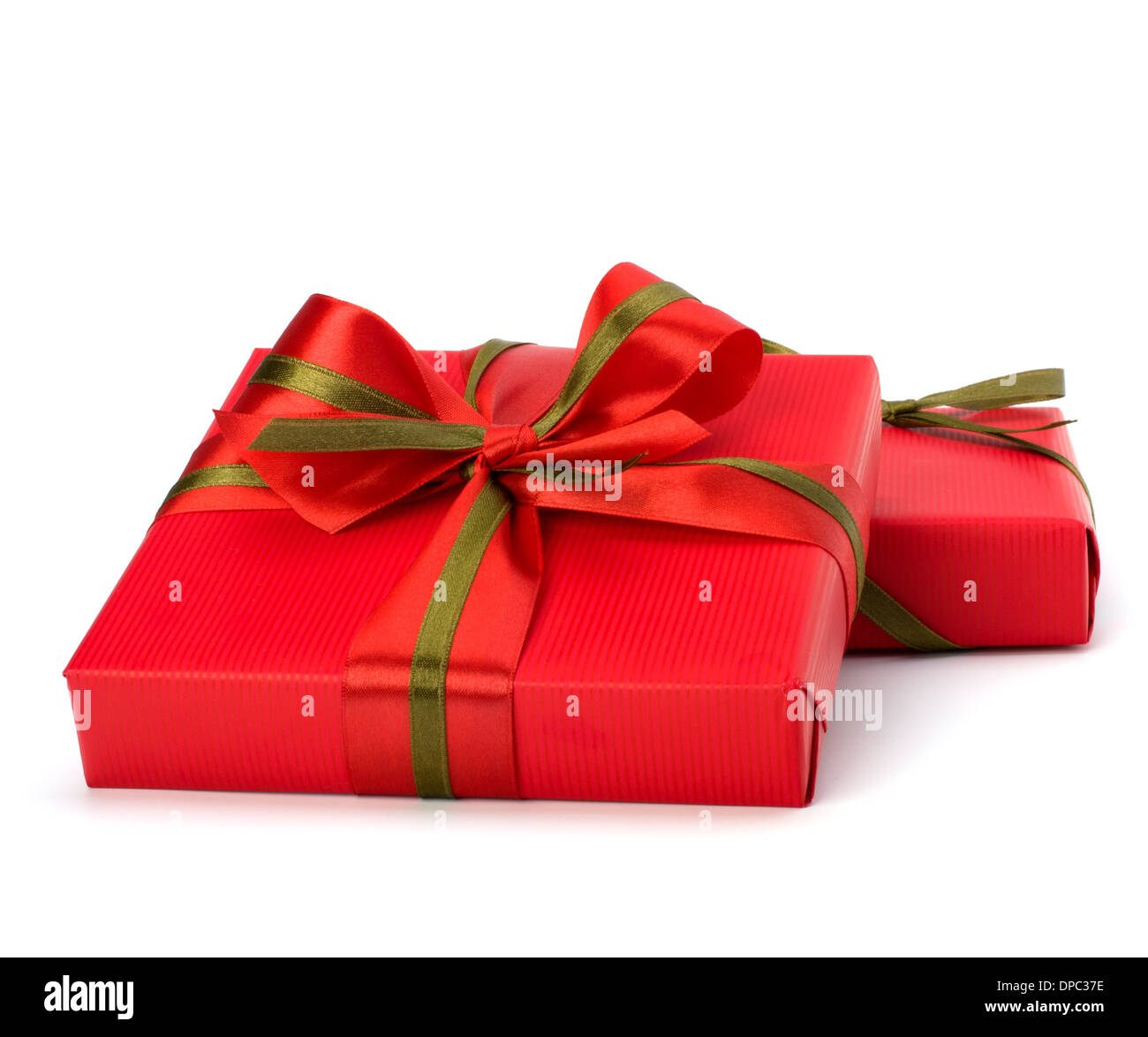 festive gift box stack isolated on white background Stock Photo - Alamy