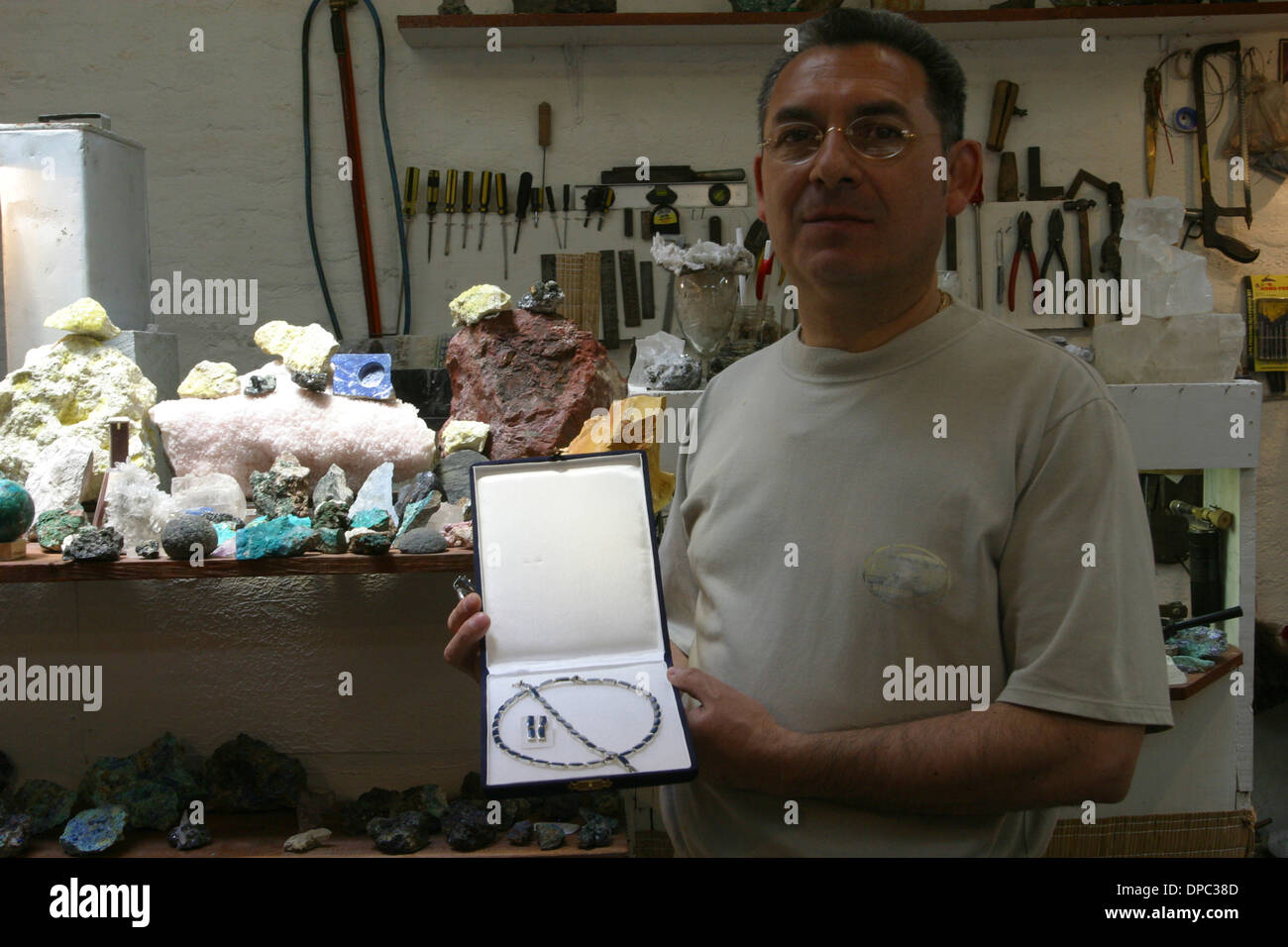 Lapis Lazuli jewelry, Santiago, Chile Stock Photo