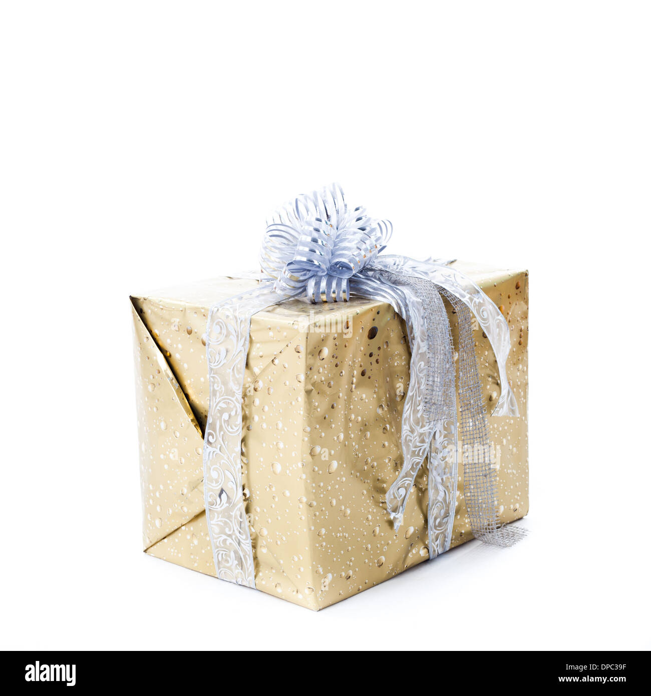 1 Present Box One present box with bow isolated on white Stock Photo - Alamy