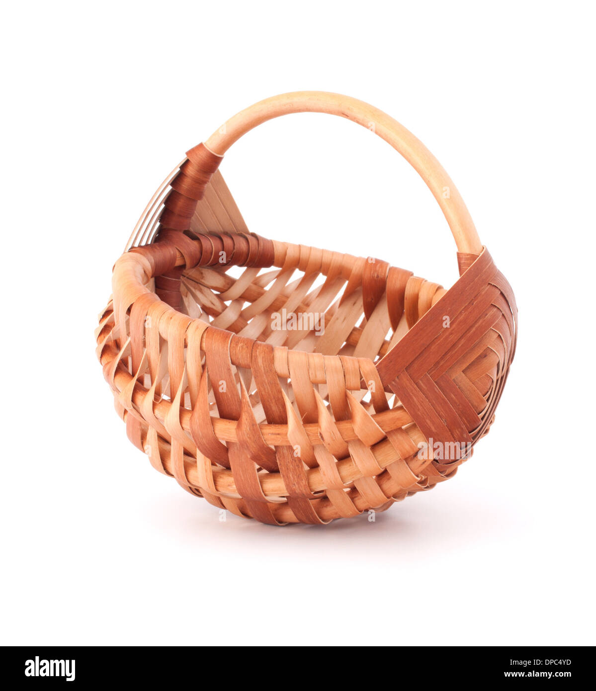 Empty wicker basket isolated on white background Stock Photo - Alamy