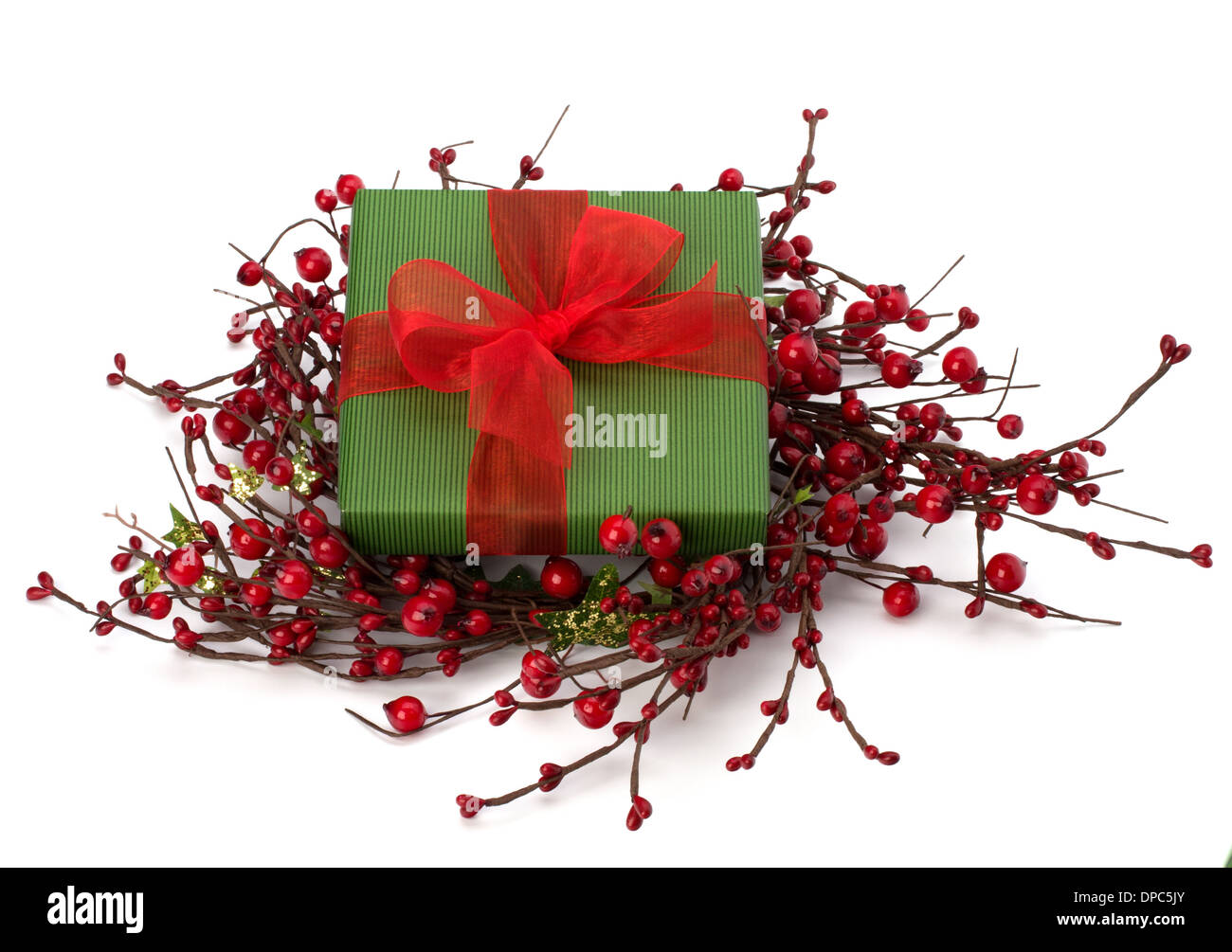 festive gift box isolated on white background Stock Photo - Alamy