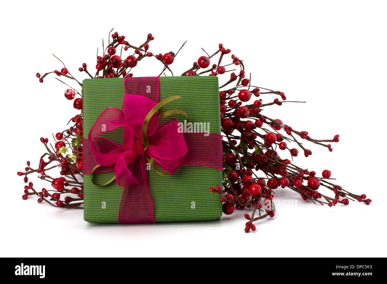 festive gift box isolated on white background Stock Photo - Alamy