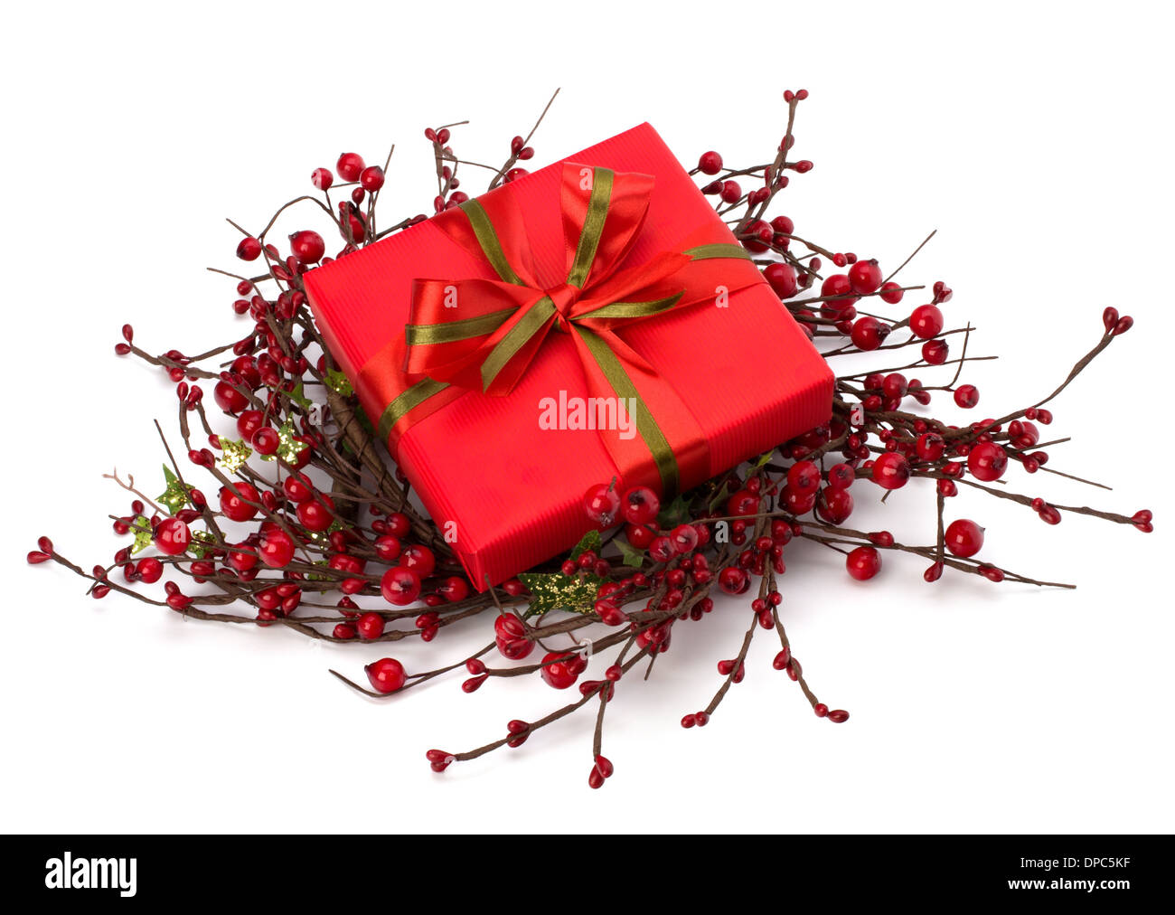festive gift box isolated on white background Stock Photo - Alamy