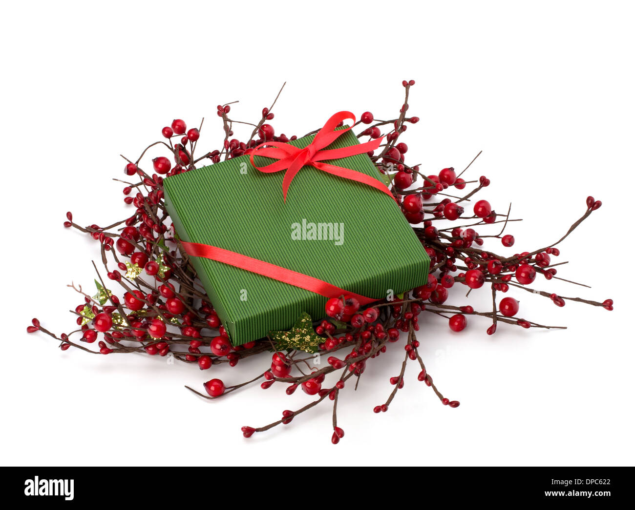 festive gift box isolated on white background Stock Photo - Alamy