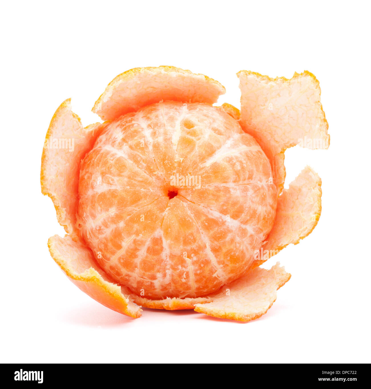 Peeled tangerine or mandarin fruit isolated on white background cutout Stock Photo