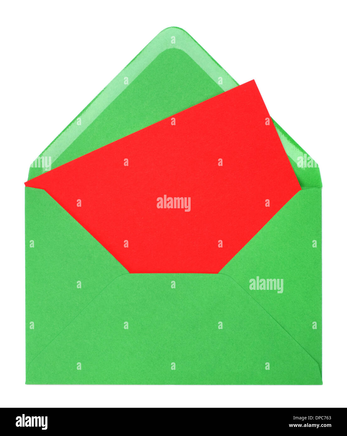 green envelope with card isolated on white background Stock Photo Alamy