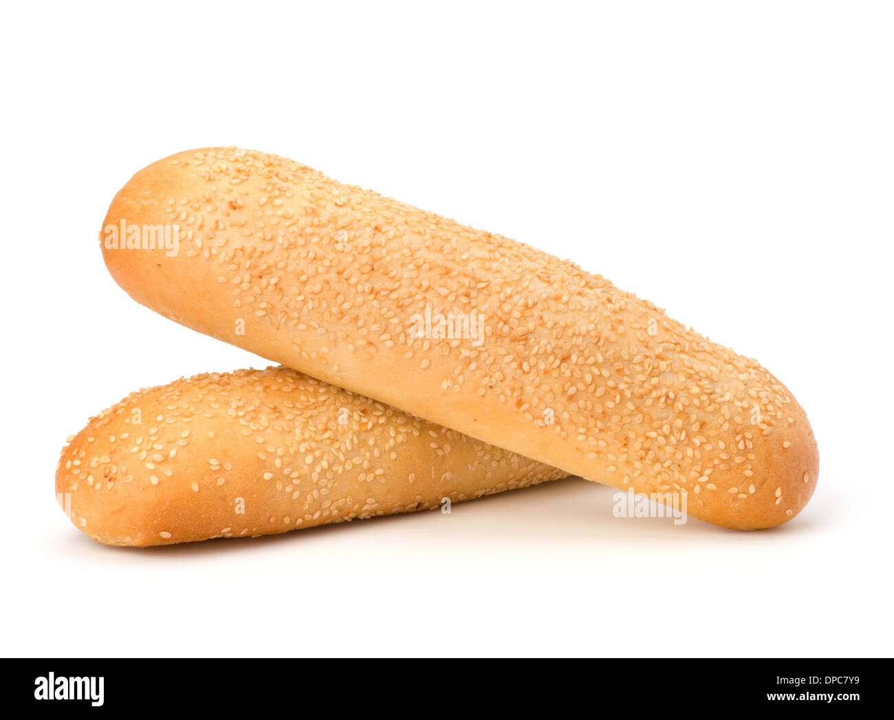 Healthy grain french baguette bread loaf isolated on white background Stock Photo