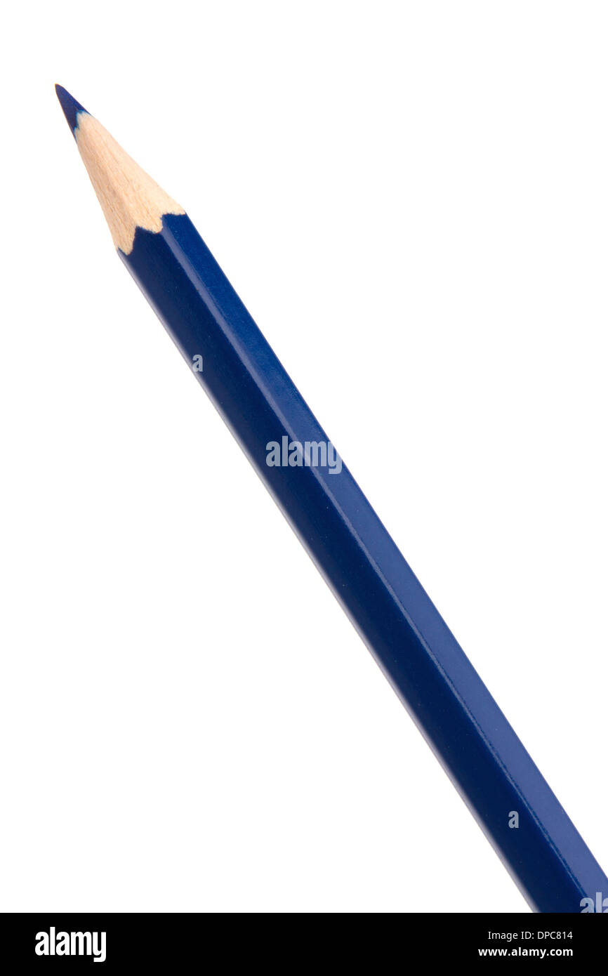 Blue colouring crayon pencil isolated on white background Stock Photo ...