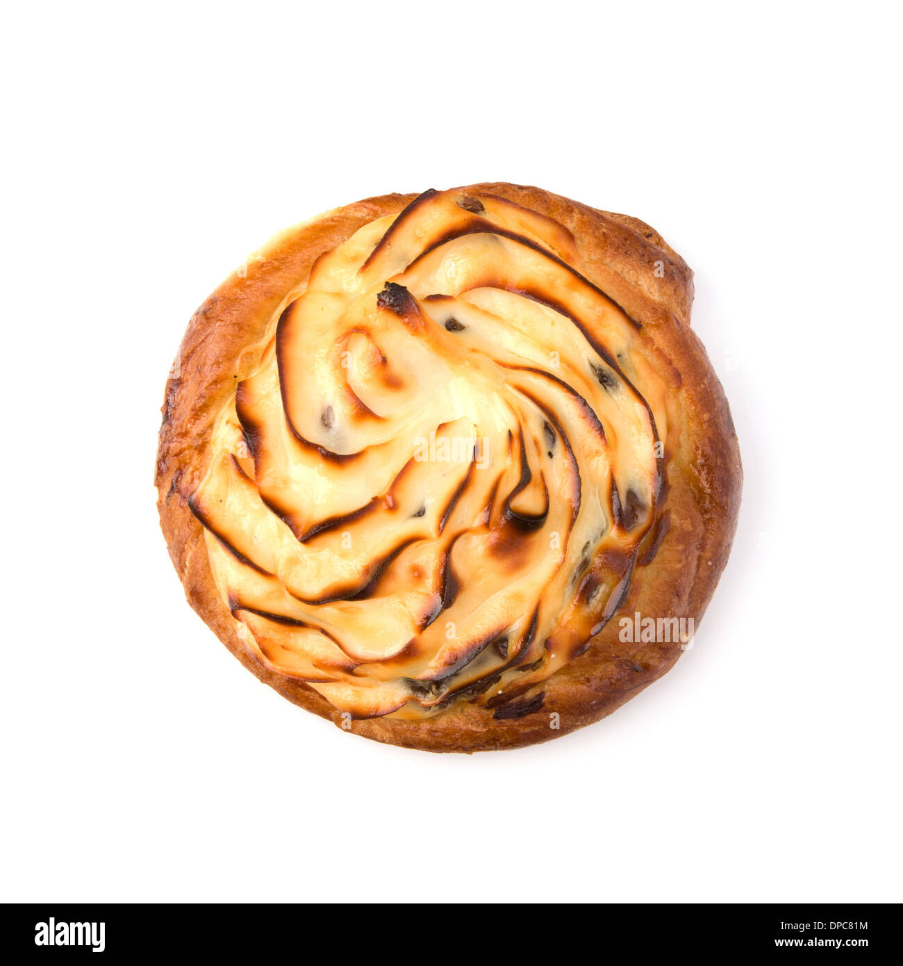 Delicious sweet cream bun isolated on white background Stock Photo