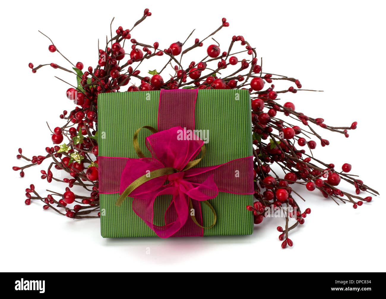 festive gift box isolated on white background Stock Photo - Alamy