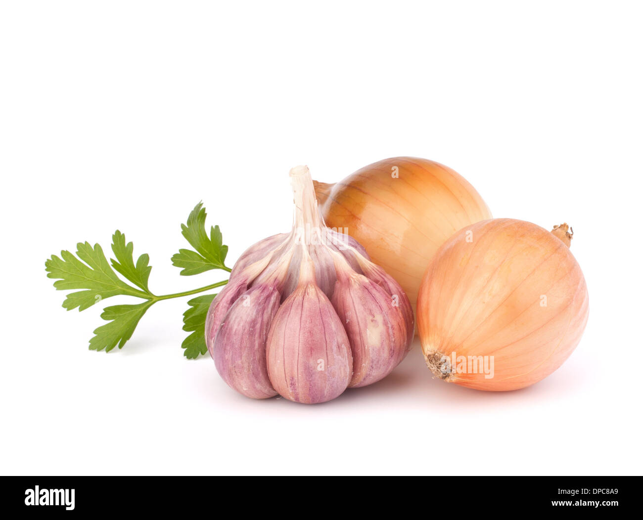 Onion and garlic clove isolated on white background Stock Photo - Alamy