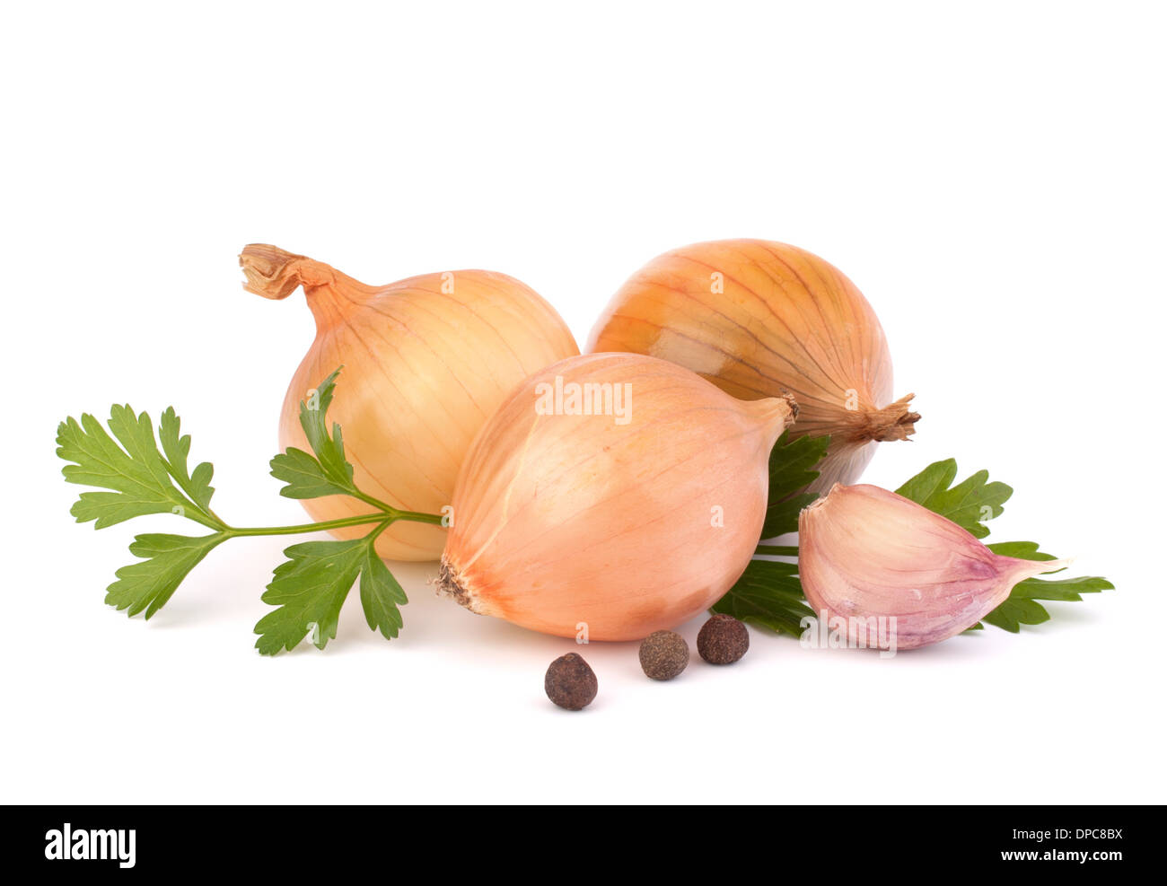 Onion and garlic clove isolated on white background Stock Photo - Alamy