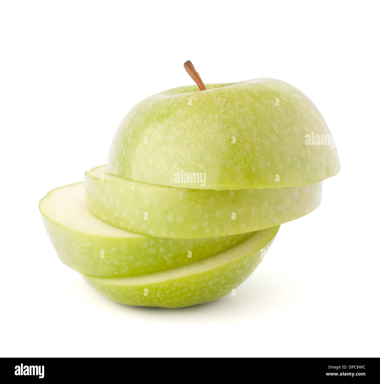 Green sliced apple isolated on white background cutout Stock Photo - Alamy