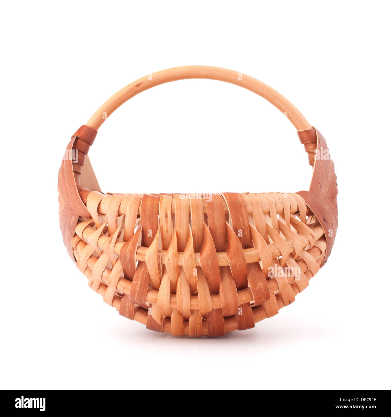 Empty wicker basket isolated on white background Stock Photo - Alamy