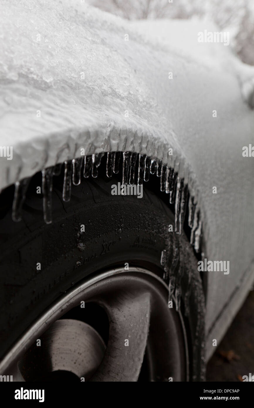 Freezing rain on car - USA Stock Photo