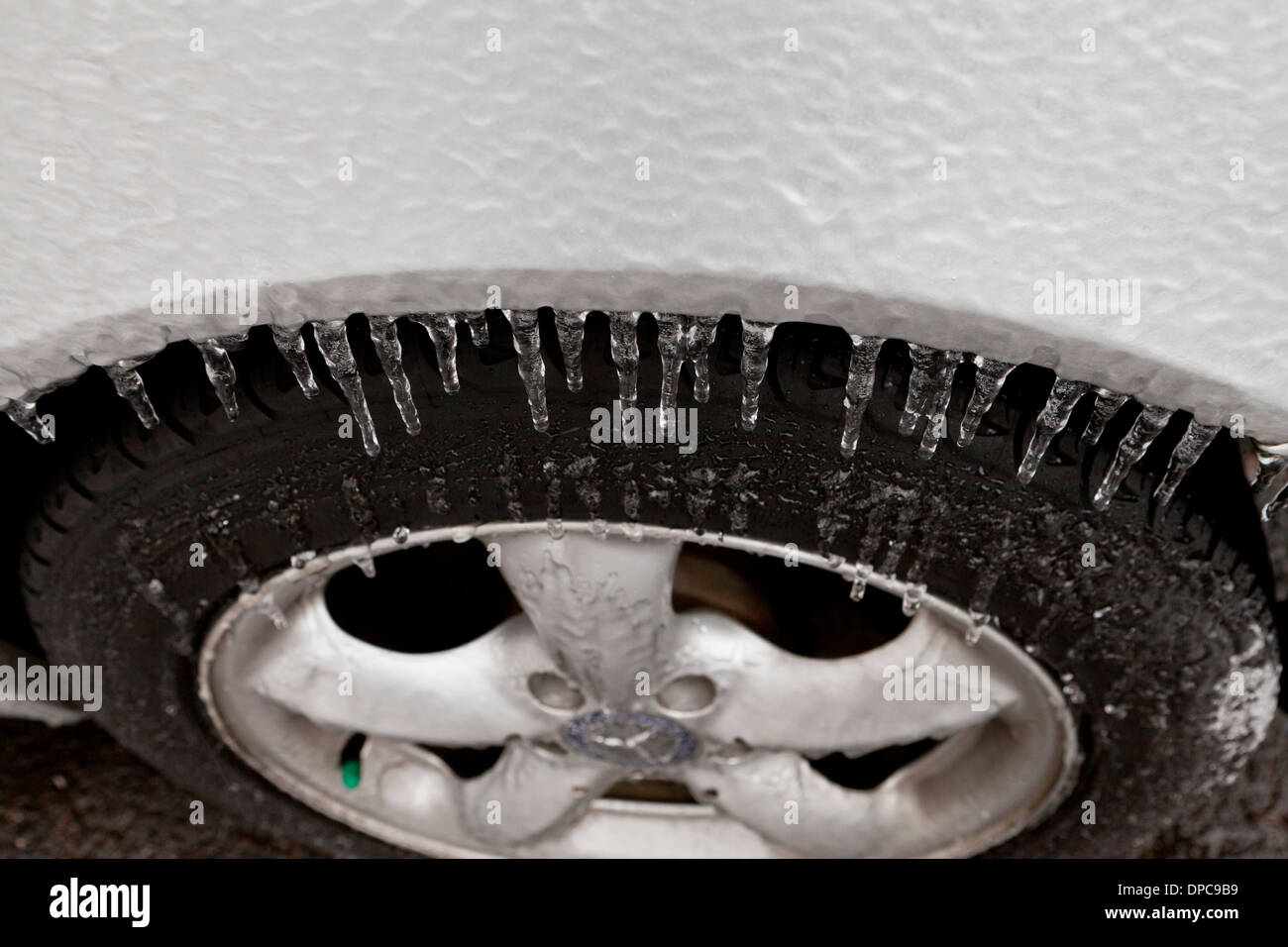 Freezing rain on car - USA Stock Photo