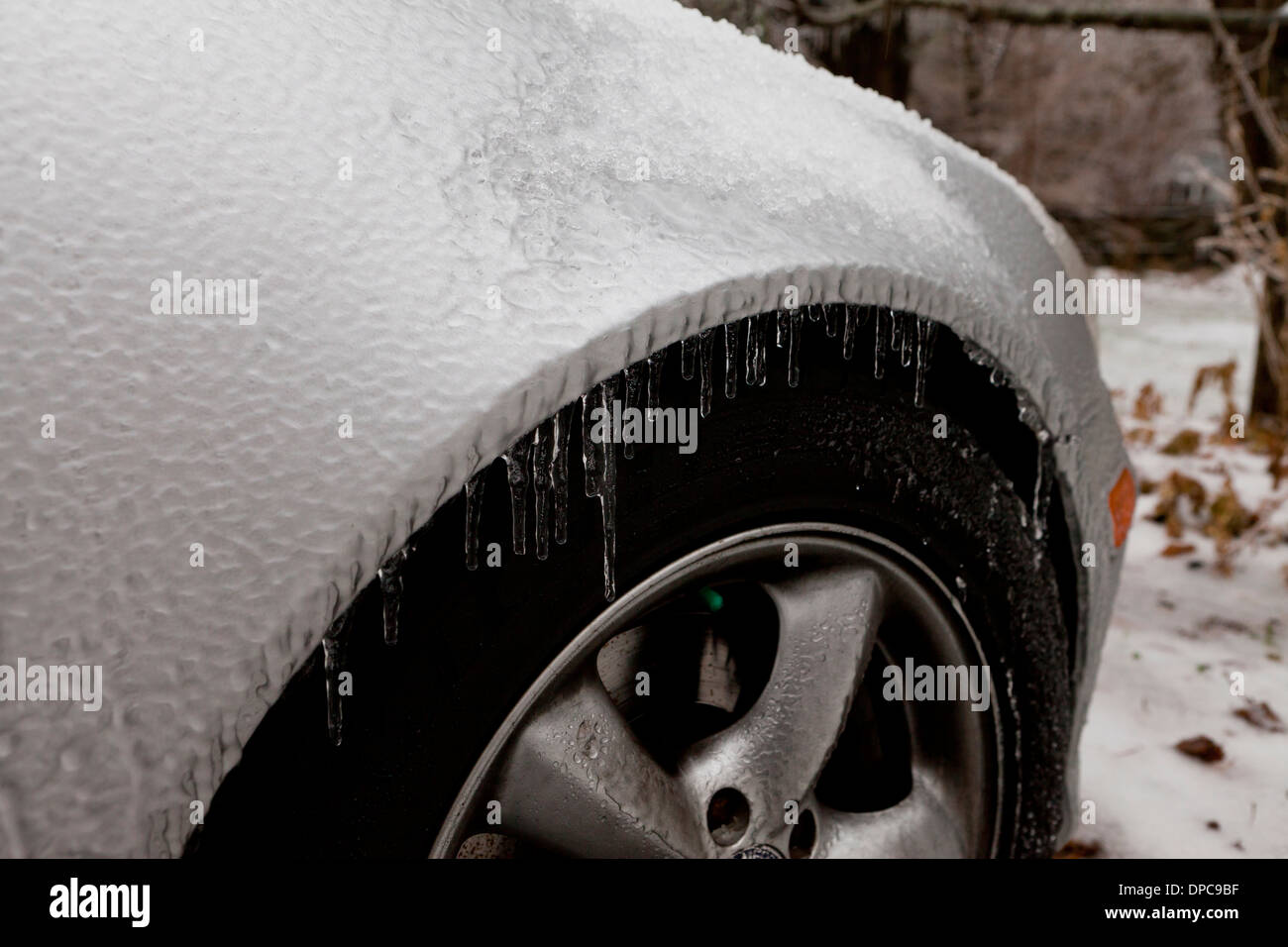 Freezing rain on car - USA Stock Photo